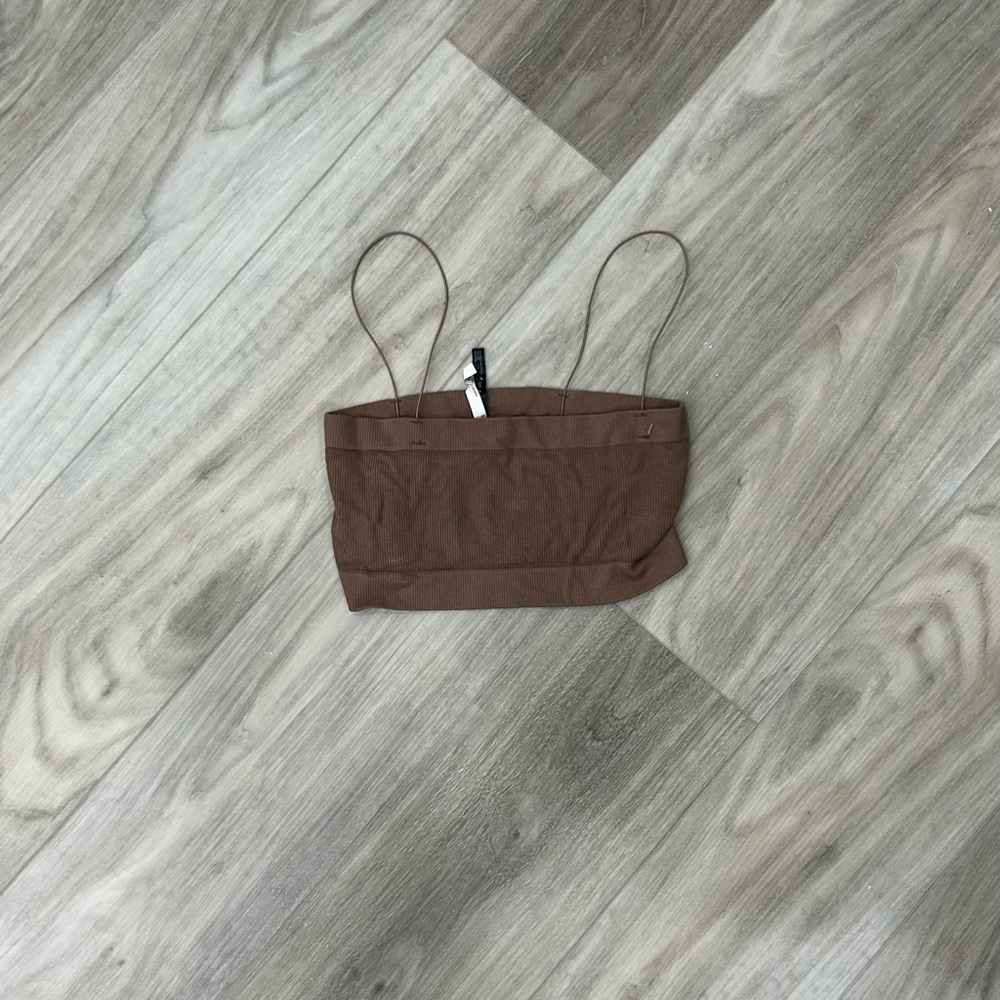 Brown Strapless Crop Top